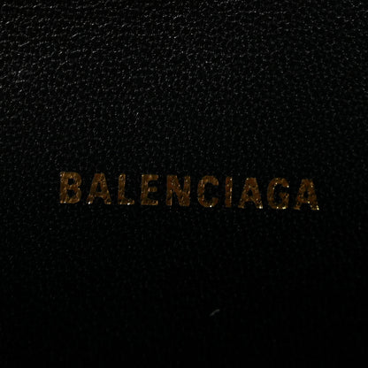 Balenciaga Shiny Calfskin Crocodile Embossed Hourglass Top Handle Bag XS Black 6 of 12