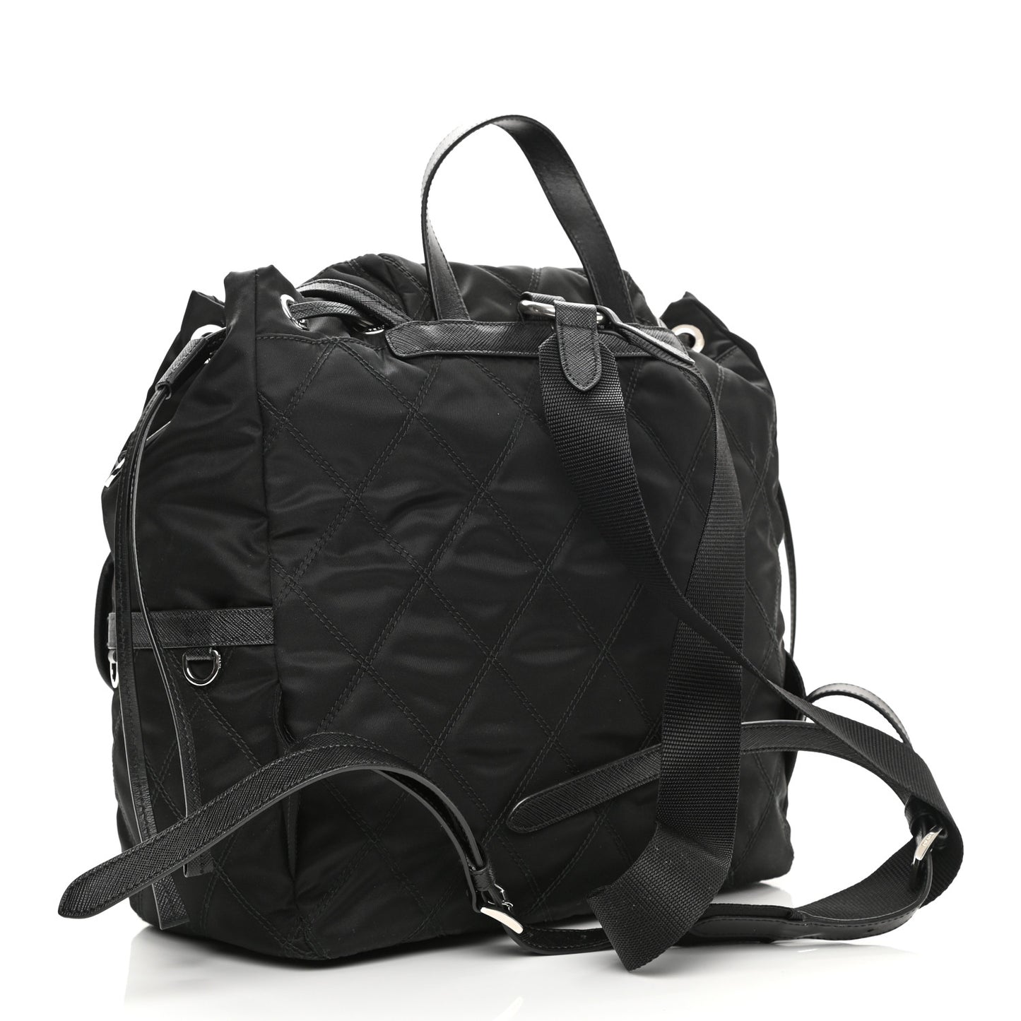 Tessuto Nylon Saffiano Vela Quilted Backpack Black