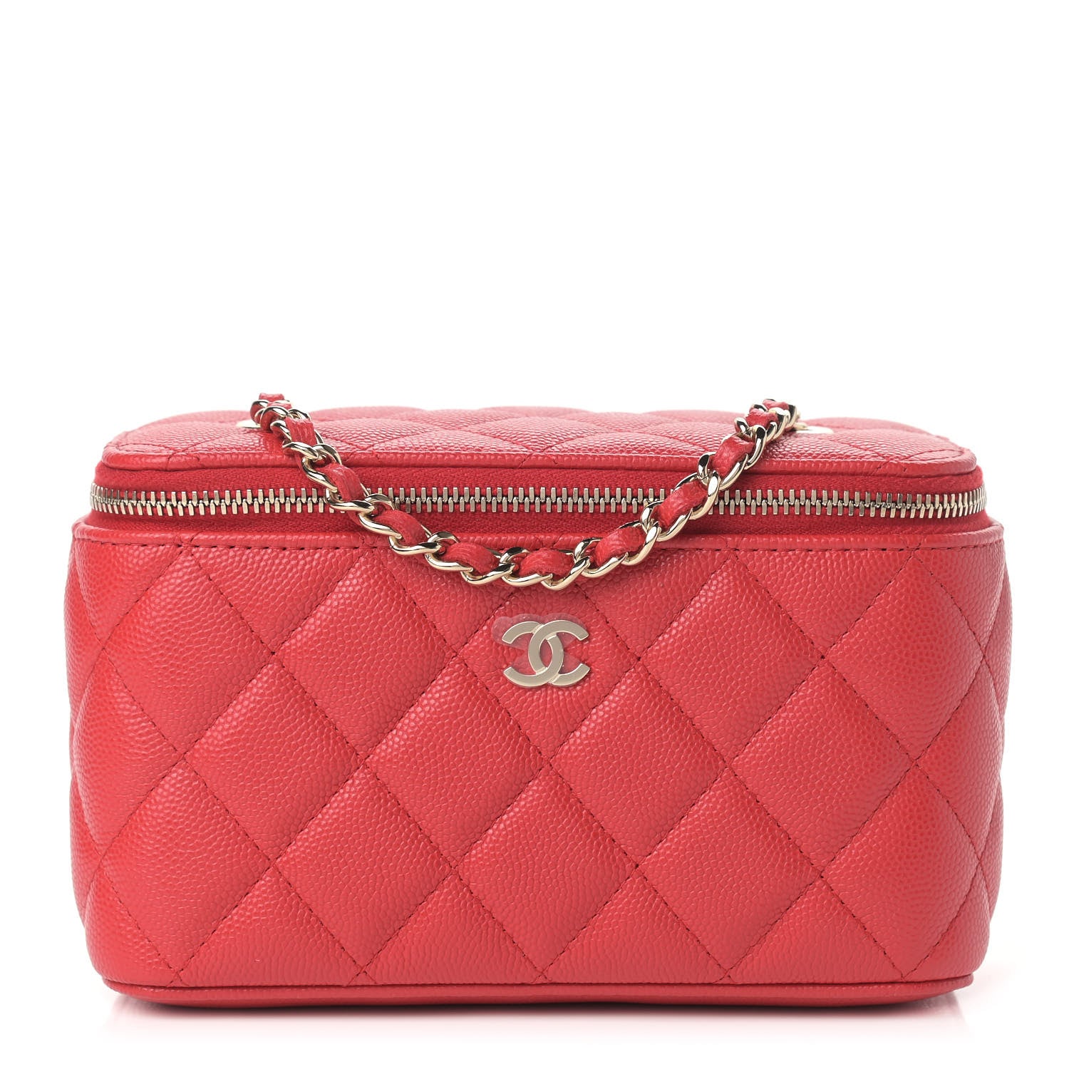 Chanel Caviar Quilted Small Vanity Case With Chain Red 1 of 9