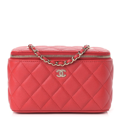 Chanel Caviar Quilted Small Vanity Case With Chain Red 1 of 9