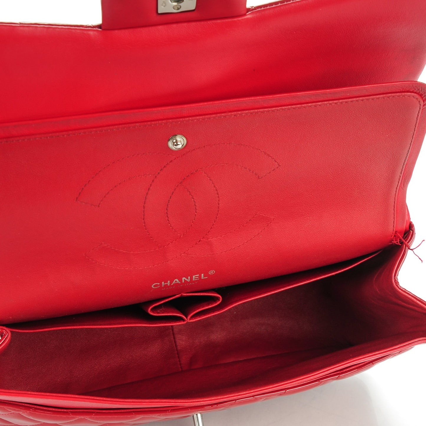Patent Quilted Jumbo Double Flap Dark Red
