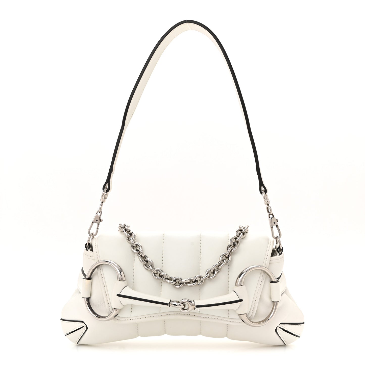 Nappa Vertical Matelasse Small Maxi Horsebit Chain Shoulder Bag Great White
