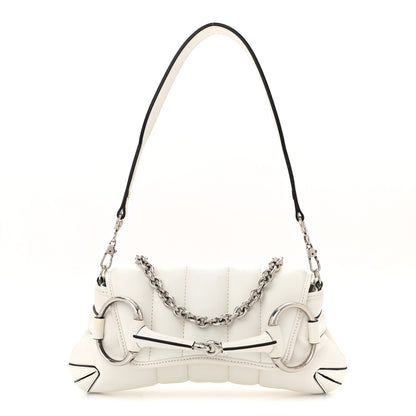 Gucci Nappa Vertical Matelasse Small Maxi Horsebit Chain Shoulder Bag Great White 1 of 13
