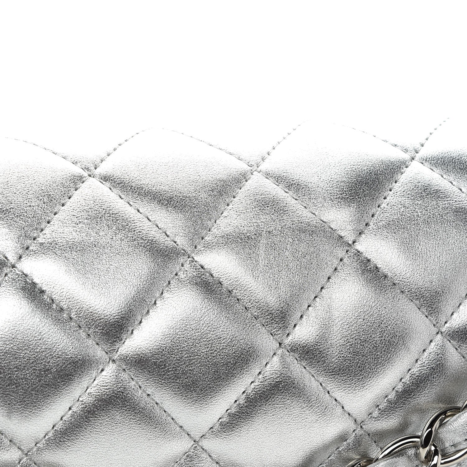 Chanel Metallic Lambskin Quilted Maxi Single Flap Silver 10 of 10