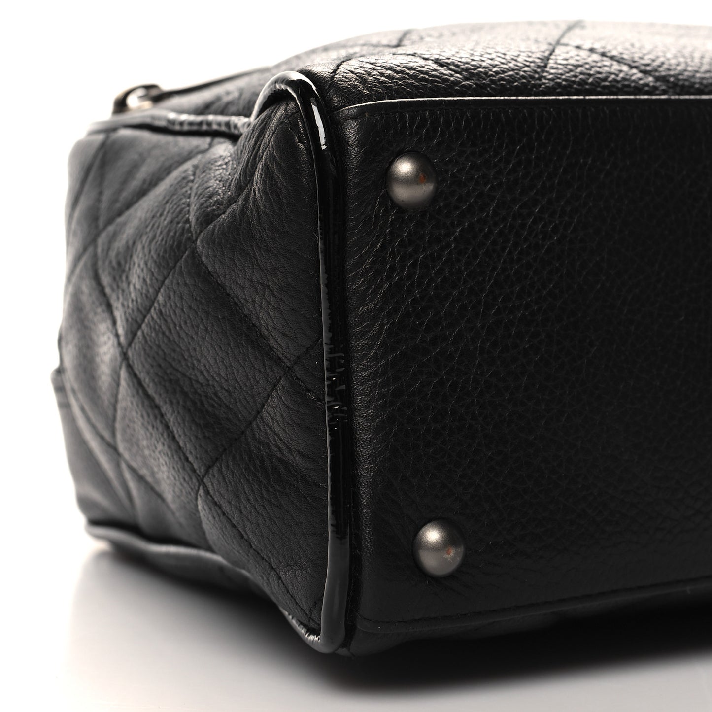 Caviar Patent Quilted Bowler Black