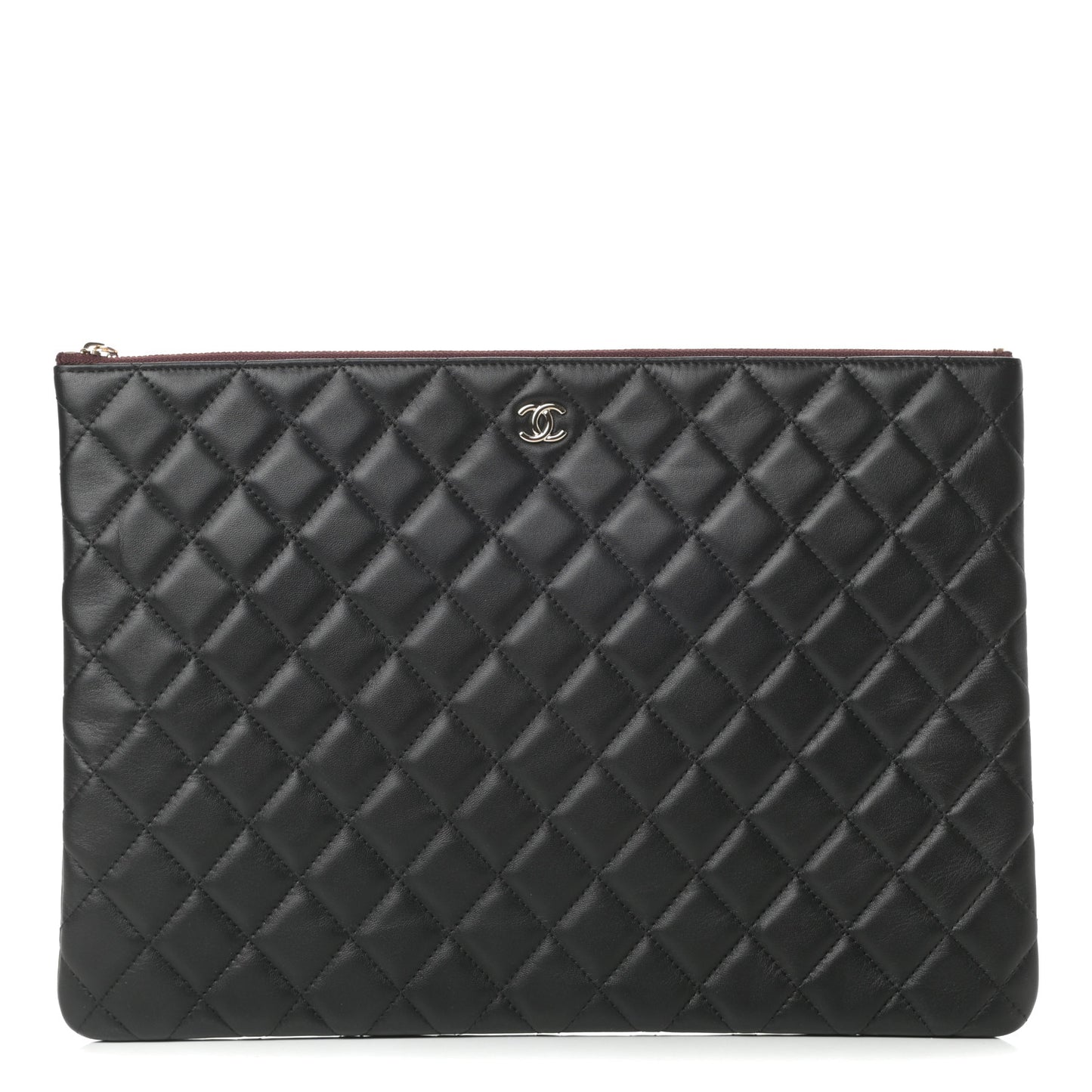 Lambskin Quilted Large Cosmetic Case Black