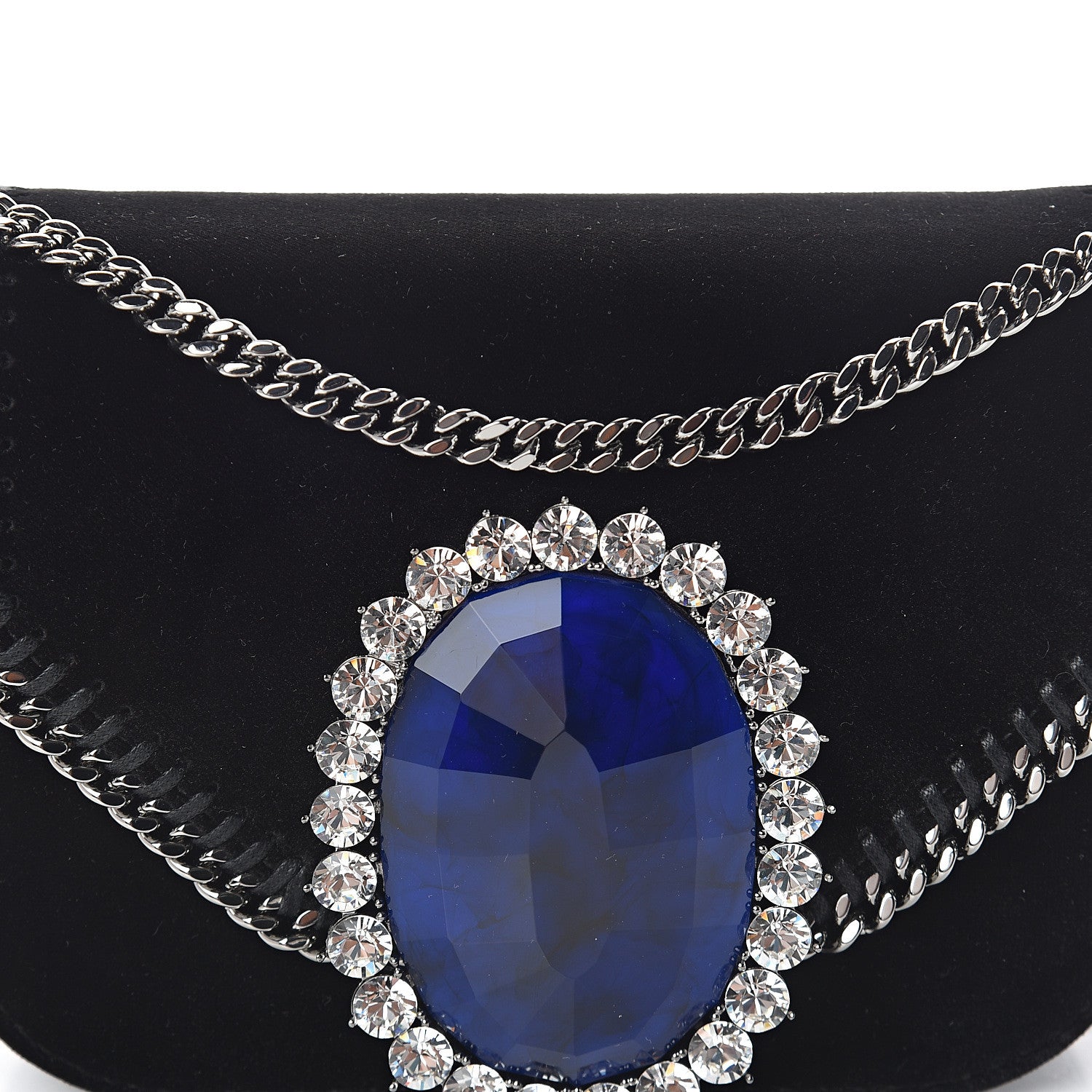 Stella McCartney Velvet Crystal Princess Diana Falabella Box Shoulder Bag Black 6 of 8