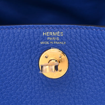 Hermes Taurillon Clemence Mini Lindy 20 Bleu Electrique 6 of 10