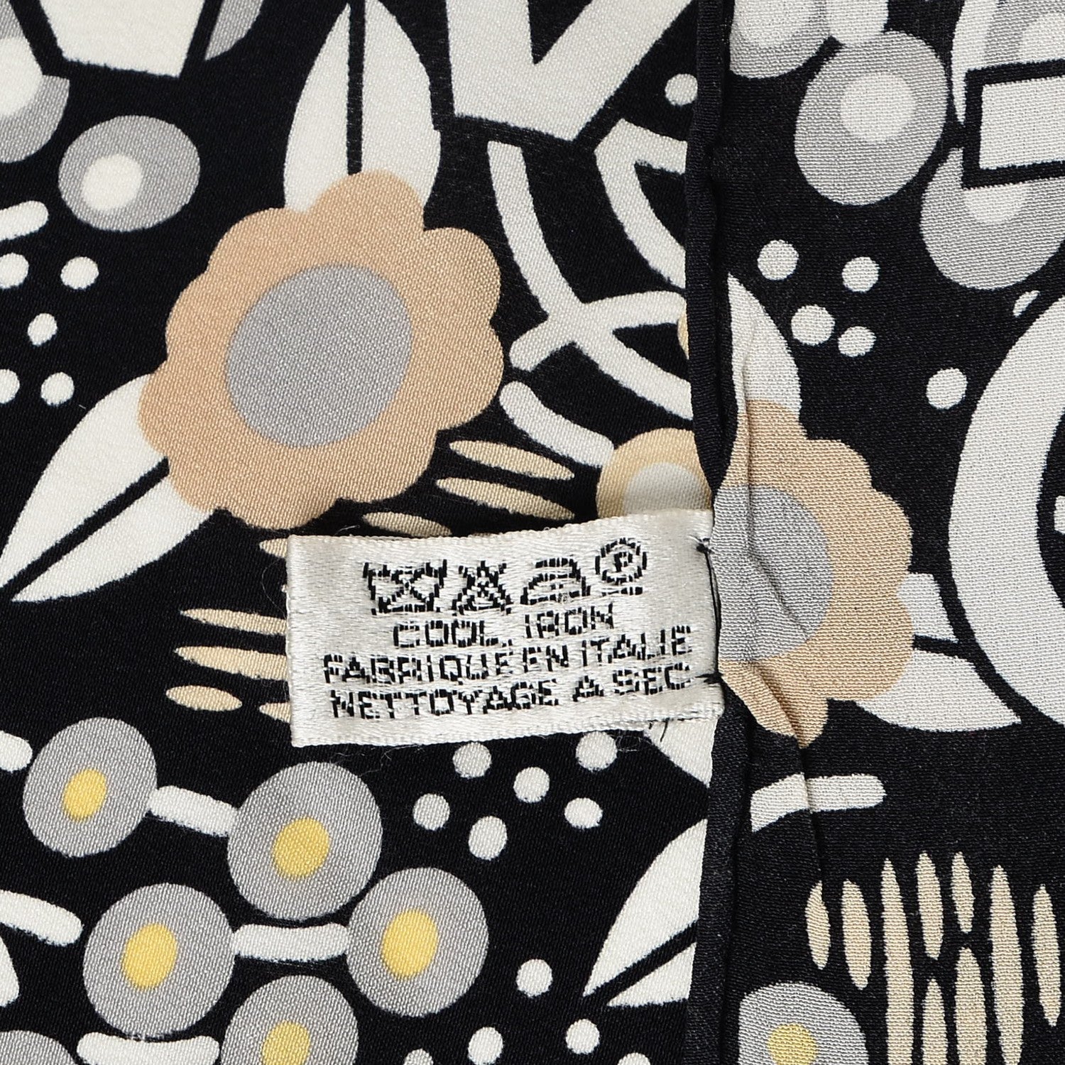 Chanel Silk Floral CC Stole Black White 3 of 4