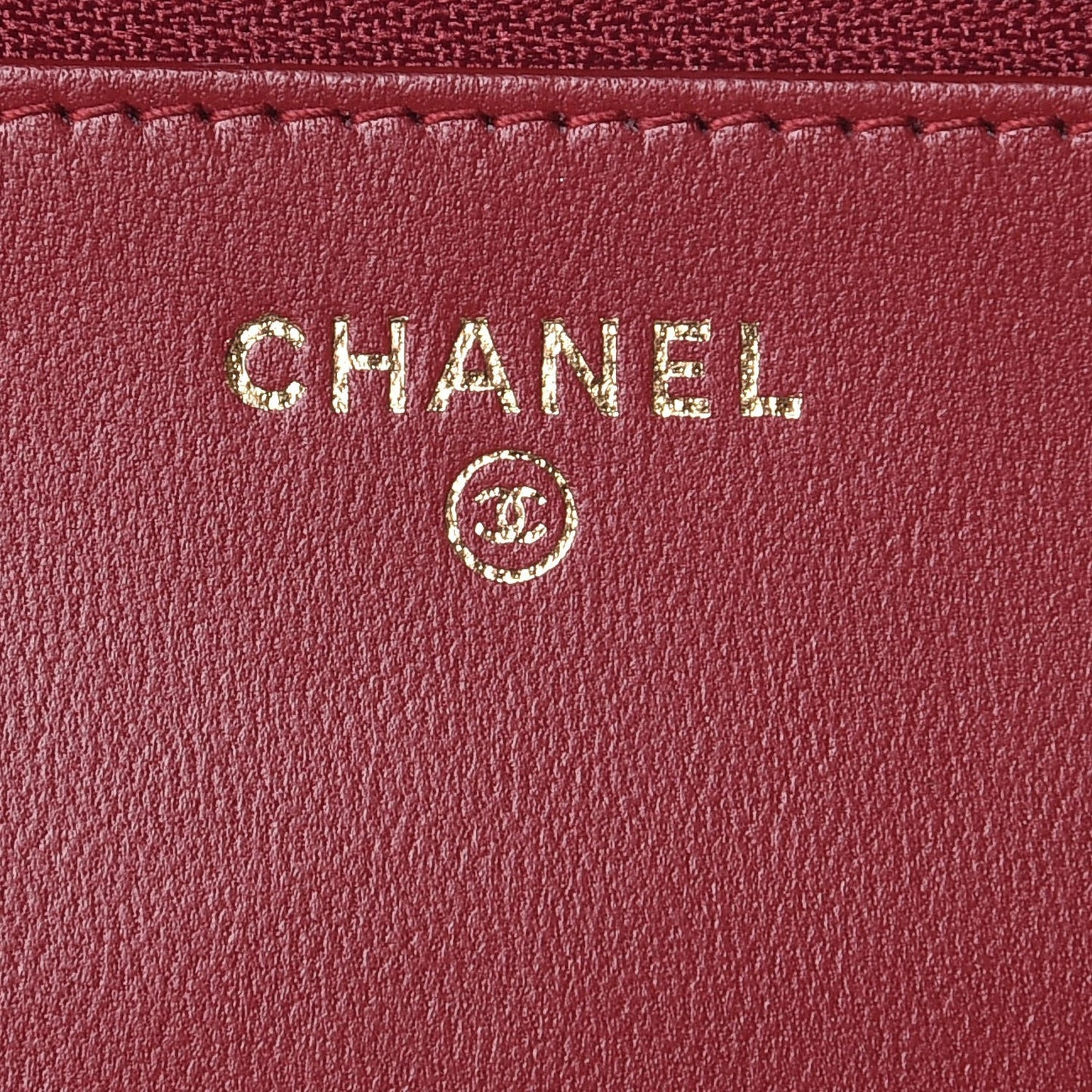 Lambskin Quilted Trendy CC Wallet On Chain WOC Dark Red