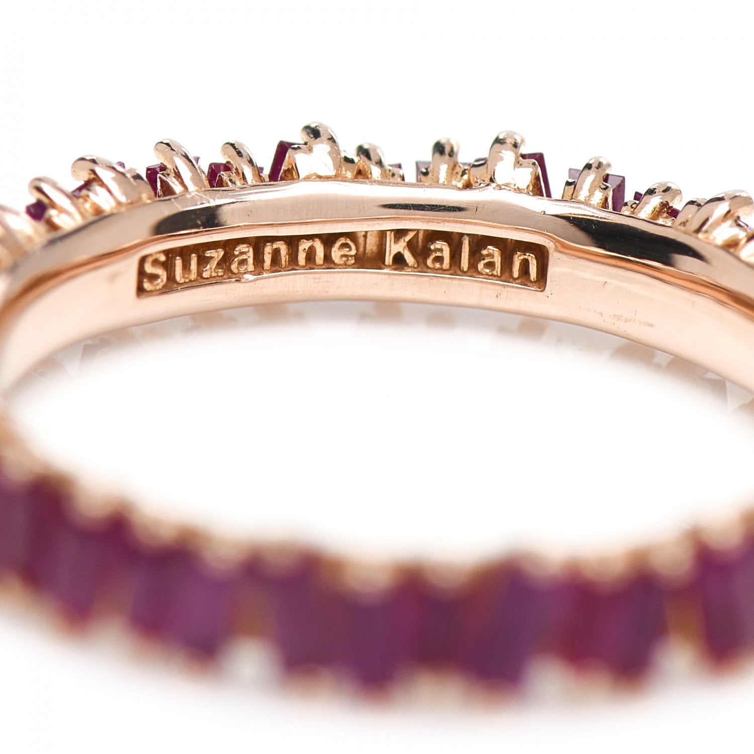 Suzanne Kalan 18K Rose Gold Ruby Baguette Cut Eternity Ring 54 7 4 of 4
