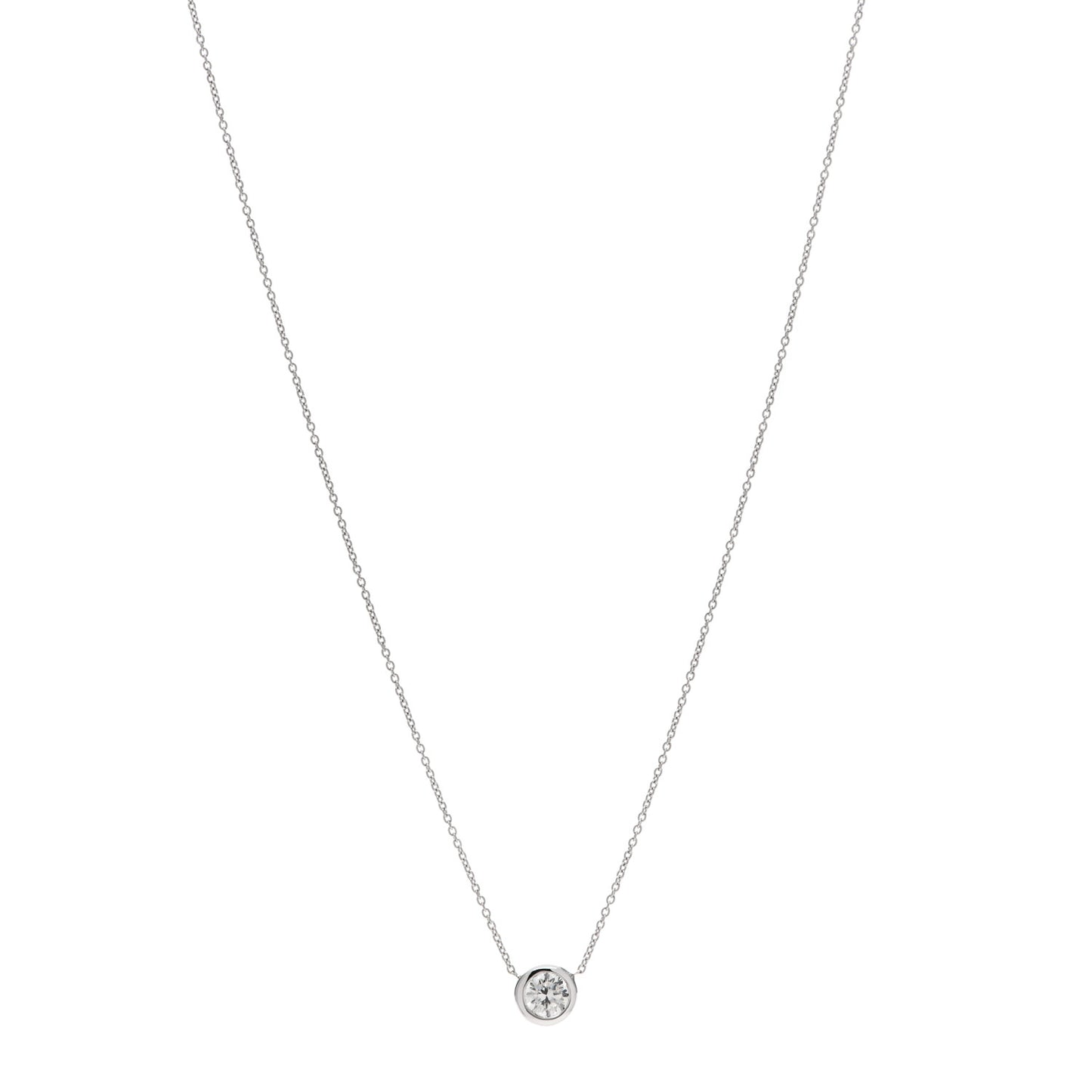 18K White Gold Diamond .50ct Diamonds by the Inch Pendant Necklace