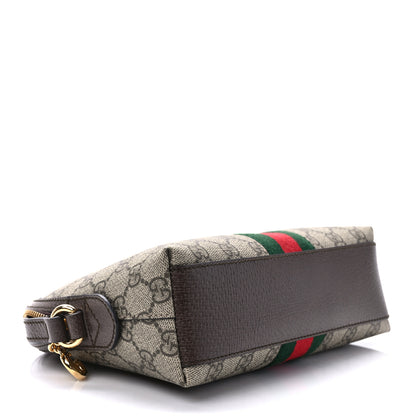 Gucci GG Supreme Monogram Textured Dollar Calfskin Web Small Ophidia Dome Shoulder Bag Beige Ebony New Acero 4 of 9