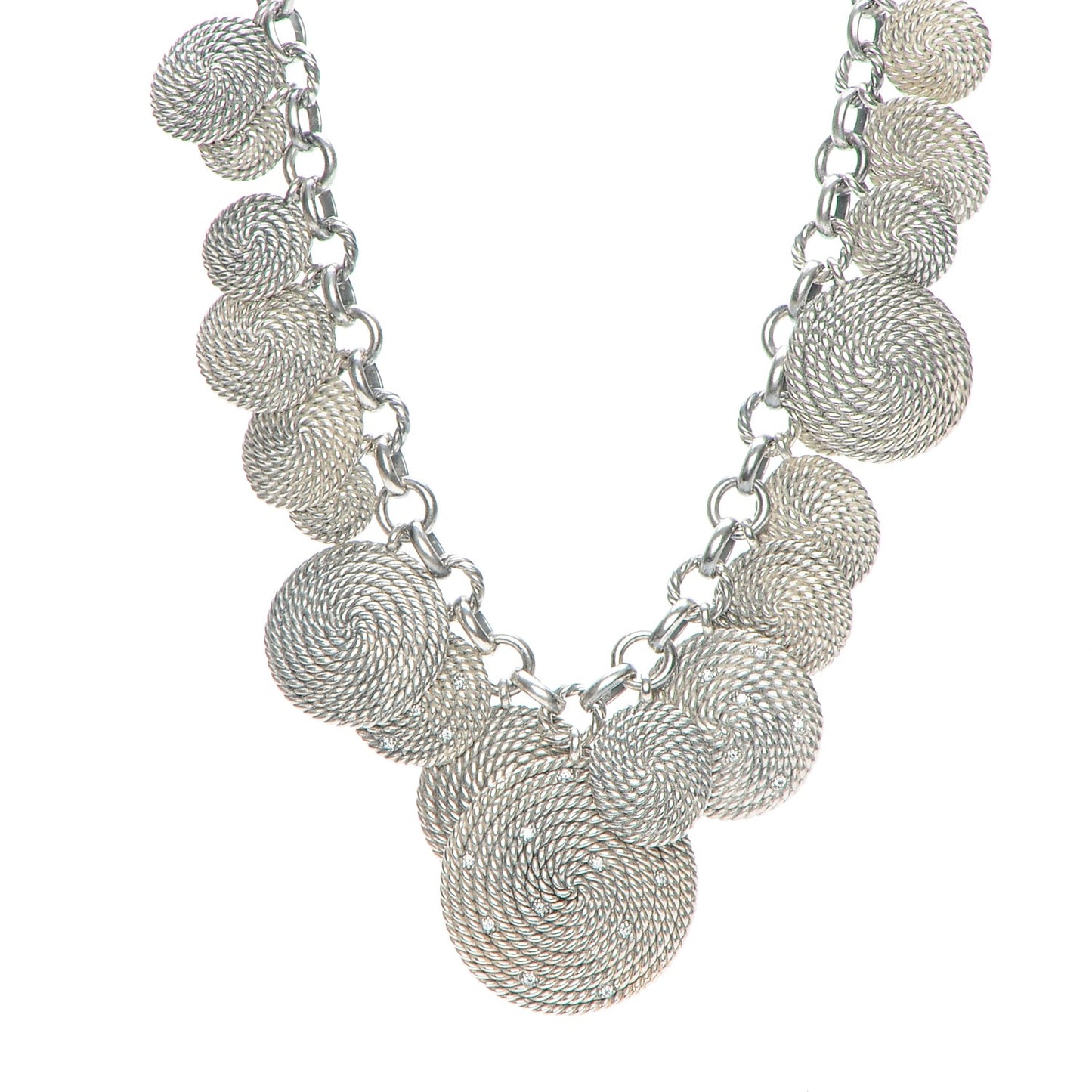Sterling Silver Diamond 32mm Cable Coil Necklace
