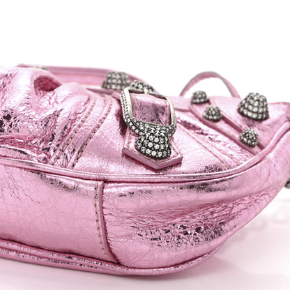 Balenciaga Metallic Agneau Arena Crystal Le Cagole Mini Purse With Chain Met Pink 11 of 11
