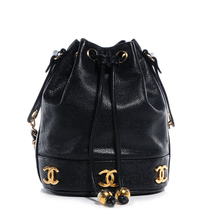 Chanel Caviar CC Drawstring Shoulder Bag Black 1 of 6