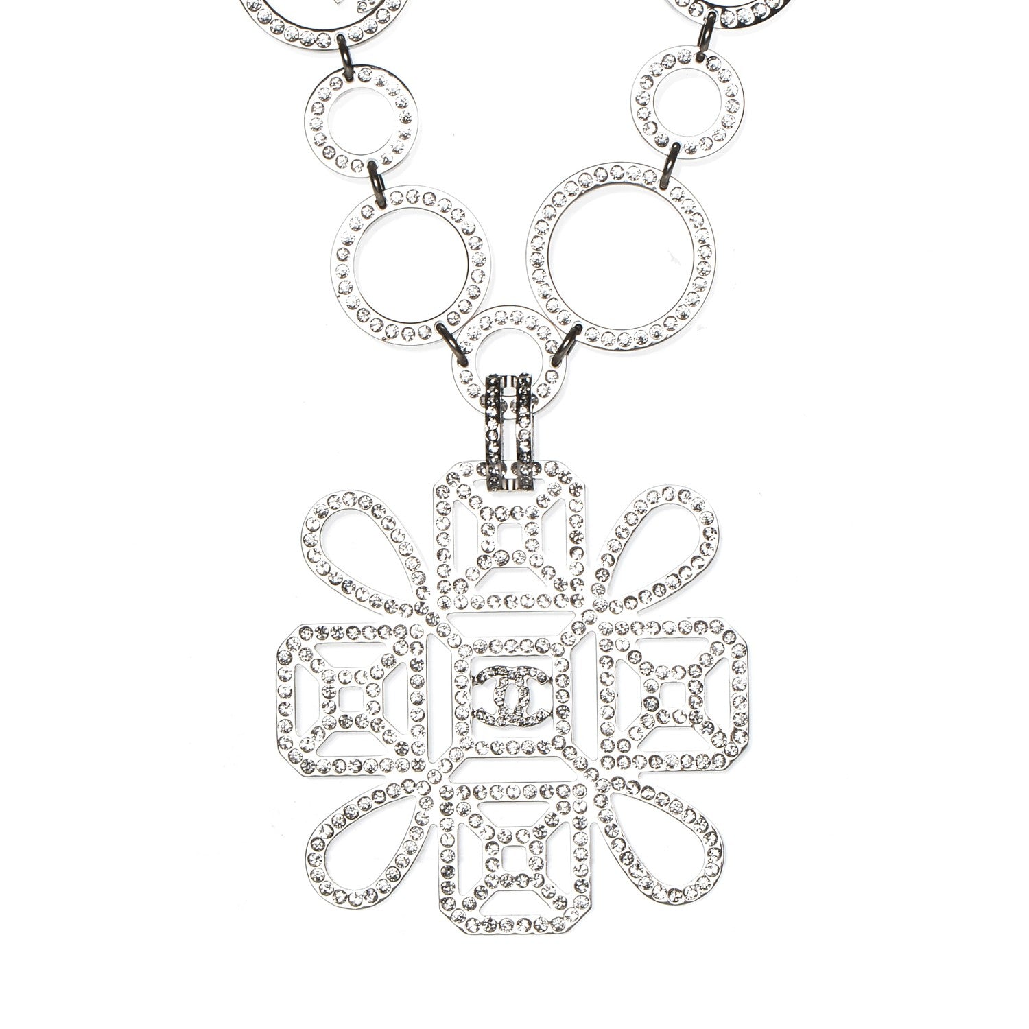 Chanel Crystal Strass Necklace Silver 1 of 5