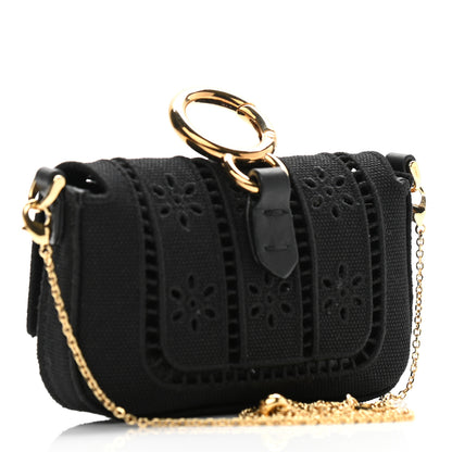 Fendi Canvas Embroidered Nano Baguette Charm Black 3 of 10