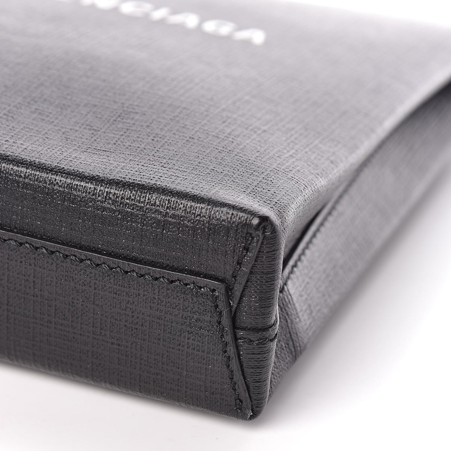 Squared Calfskin Logo Shopping Envelope Clutch Black