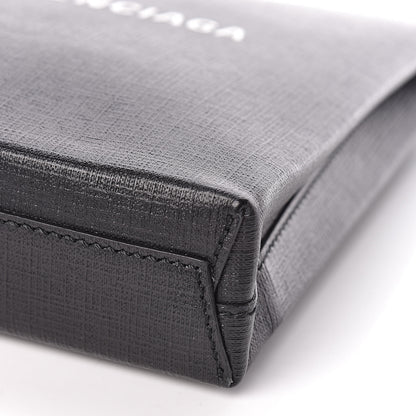 Balenciaga Squared Calfskin Logo Shopping Envelope Clutch Black 8 of 8
