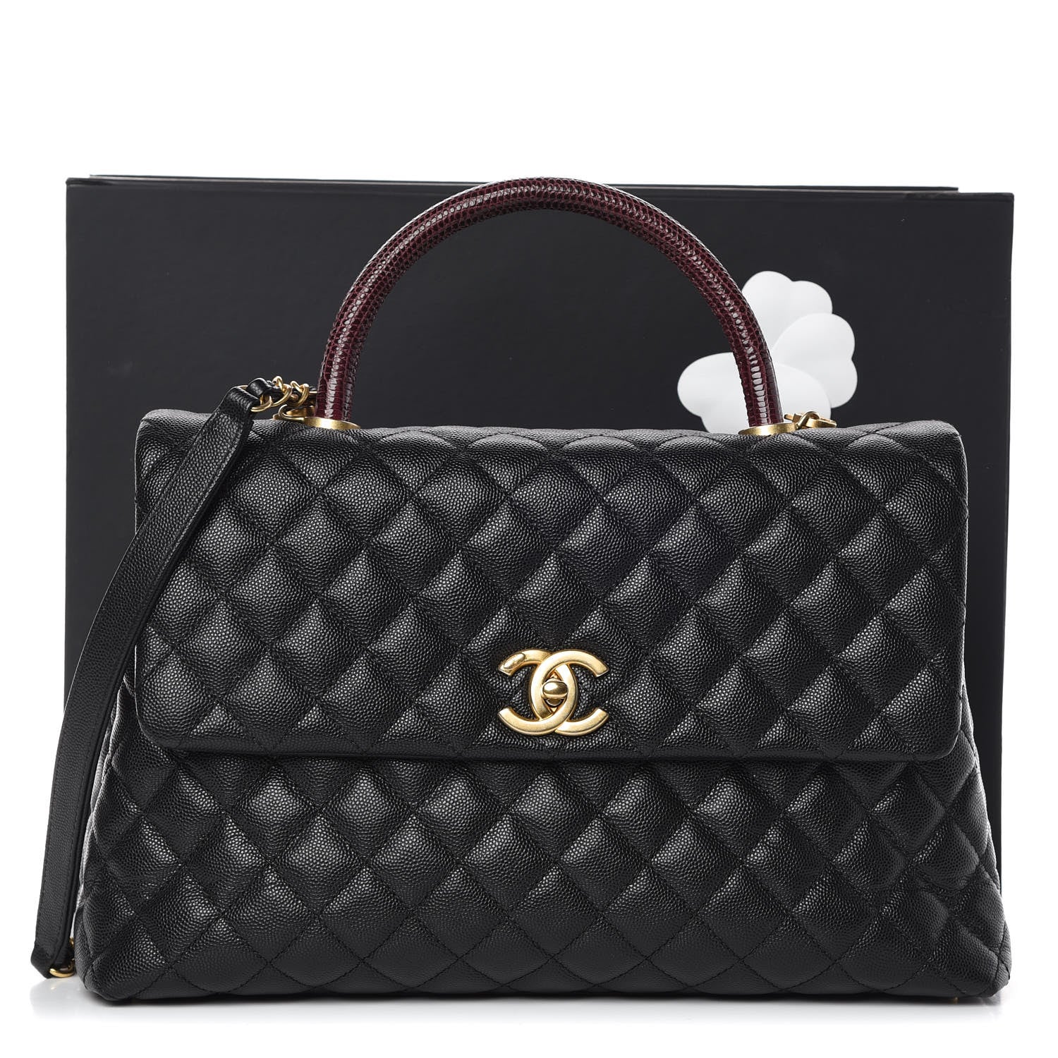 Chanel Caviar Lizard Quilted Medium Coco Handle Flap Black 11 of 11