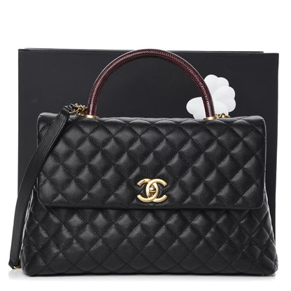 Chanel Caviar Lizard Quilted Medium Coco Handle Flap Black 11 of 11
