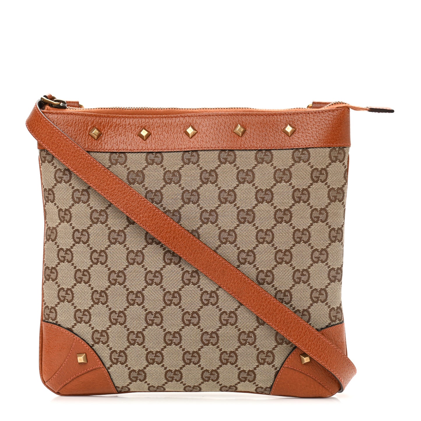Monogram Studded Messenger Orange