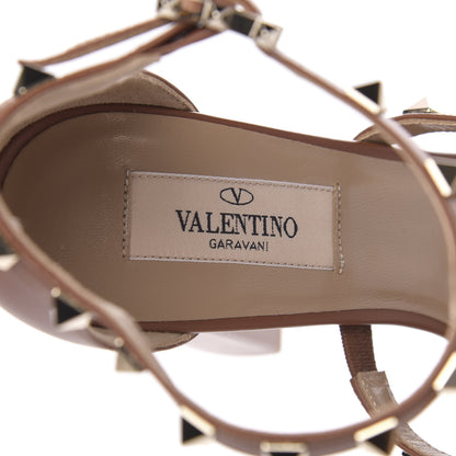 Valentino Garavani Calfskin Rockstud T-Strap 10/110mm Platform Sandals 37 Saddle Brown 8 of 10