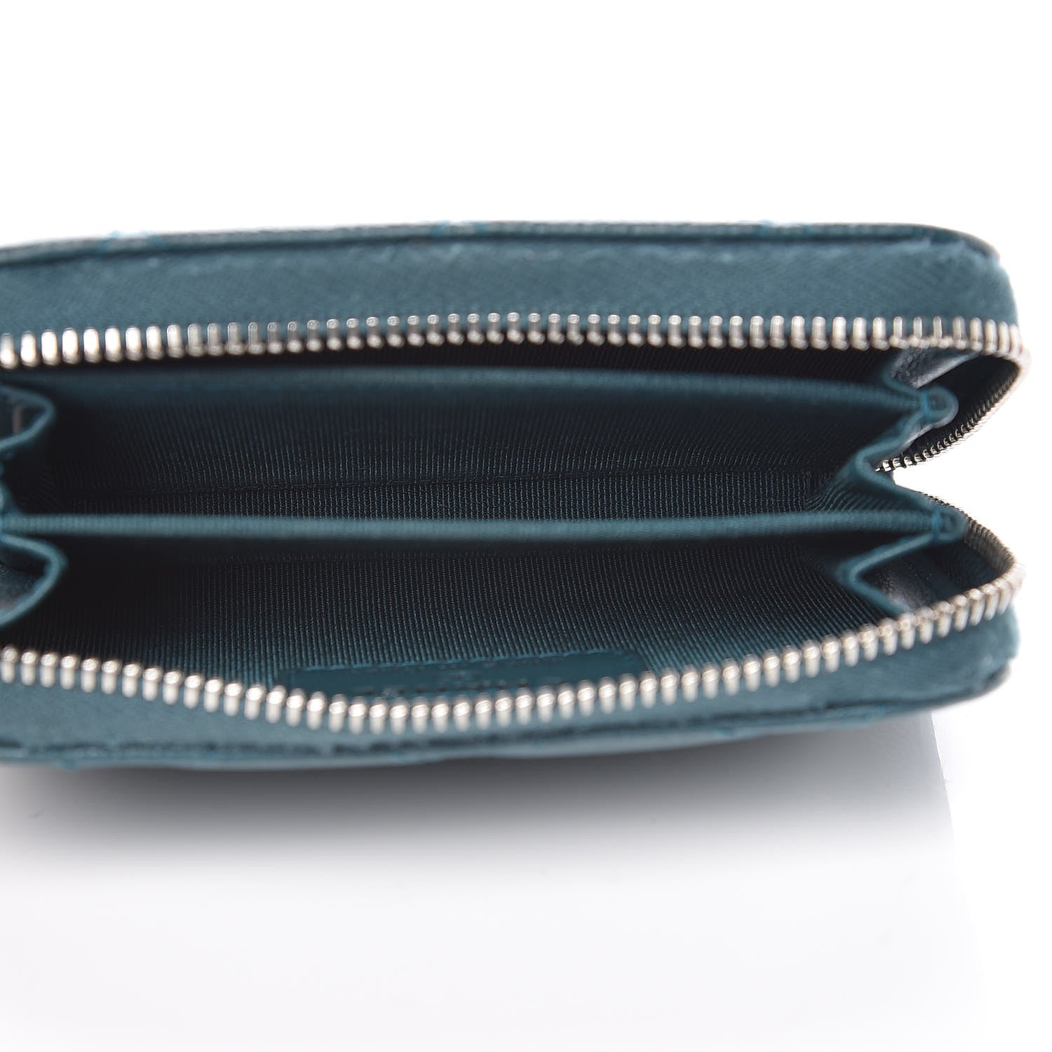 Chanel Caviar Quilted Zip Coin Purse Dark Turquoise 5 of 9