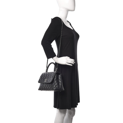 Chanel Caviar Lizard Quilted Small Coco Handle Flap Black 3 of 13