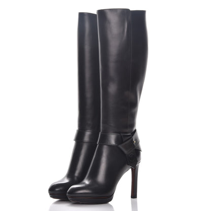 Louis Vuitton Calfskin Belted High Boots 36 Black 3 of 9