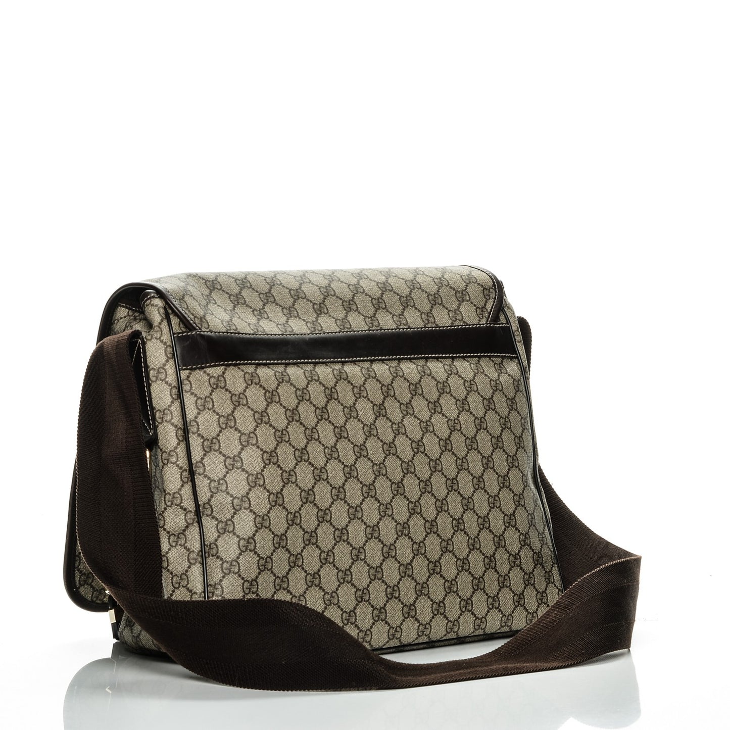 GG Plus Monogram Messenger Diaper Bag Dark Brown