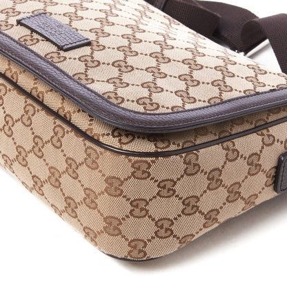 Gucci Monogram Flap Messenger Bag Beige Dark Brown 4 of 8