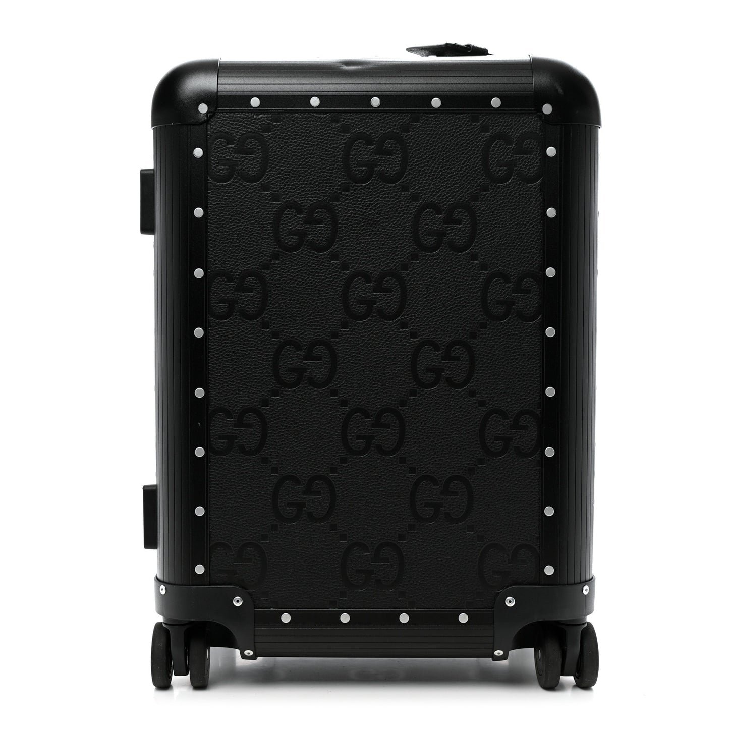 Aluminum GG Piuma Calfskin Jumbo GG Embossed Porter Cabin Plus Trolley Black