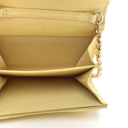 Chanel Iridescent Caviar Quilted Flap Card Holder On Chain Yellow 5 of 9