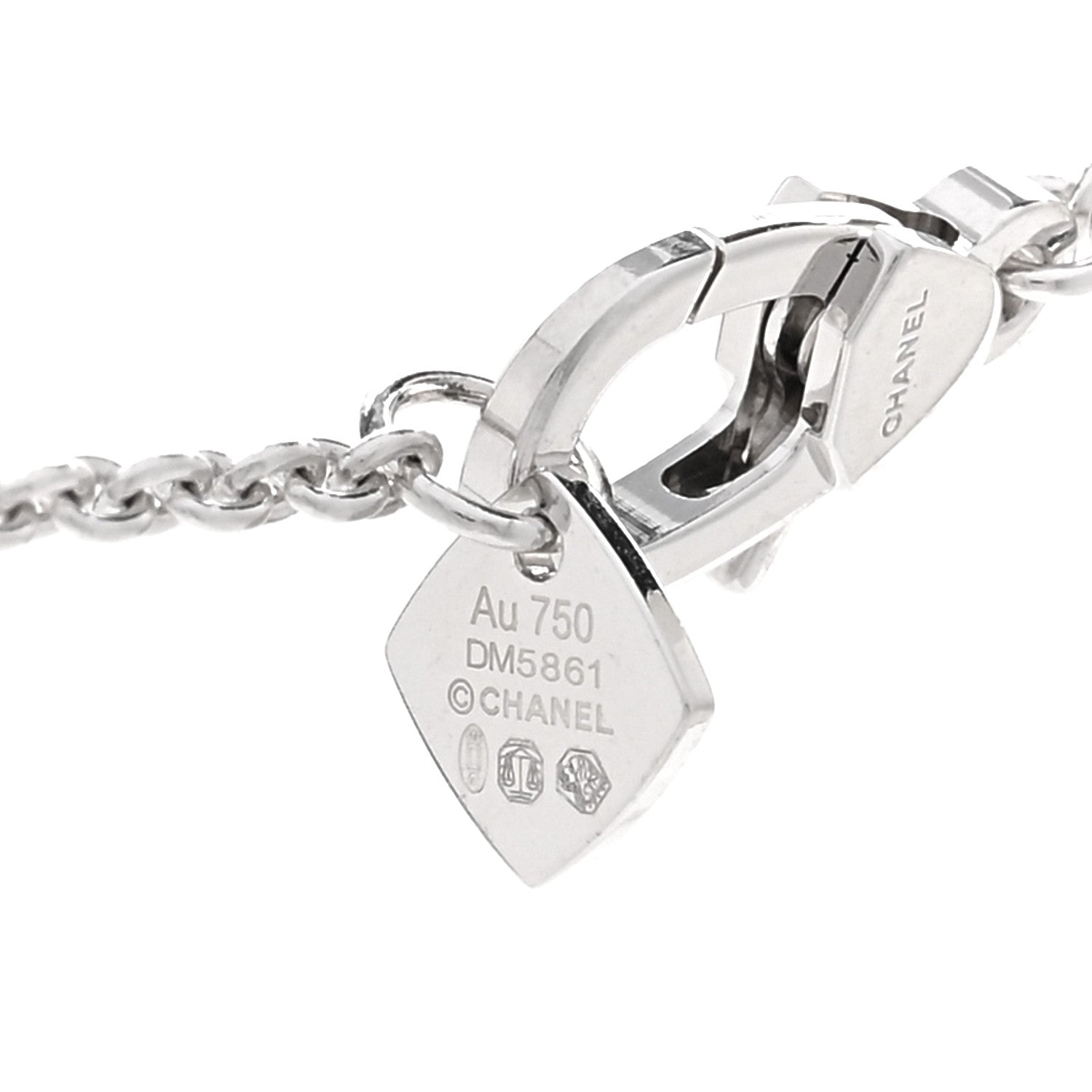 Chanel 18K White Gold Diamond Coco Crush C Necklace 4 of 5