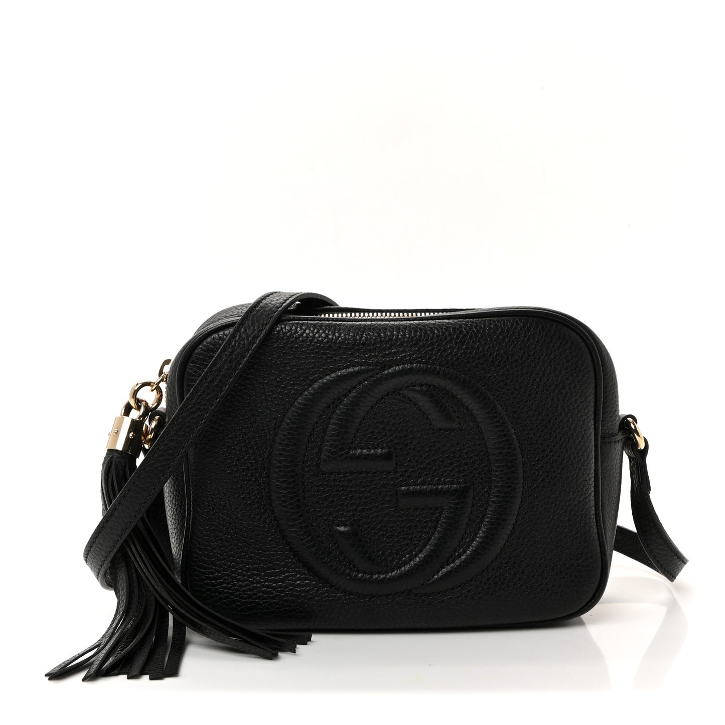 Pebbled Calfskin Small Soho Disco Bag Black