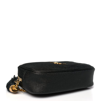 Saint Laurent Grain De Poudre Matelasse Monogram Mini Lou Camera Bag Black 4 of 9