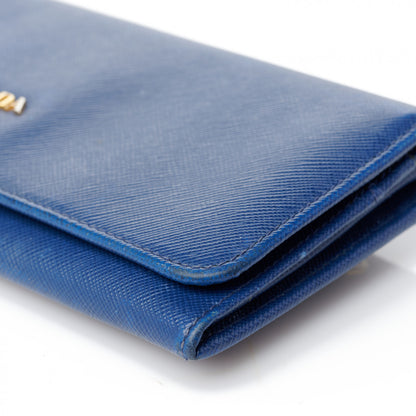 Prada Saffiano Metal Continental Flap Wallet Bleuette 10 of 14