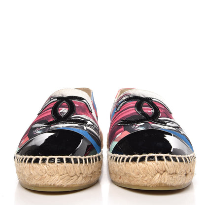 Chanel Crepe Patent CC Espadrilles 37 Multicolor Black 2 of 11