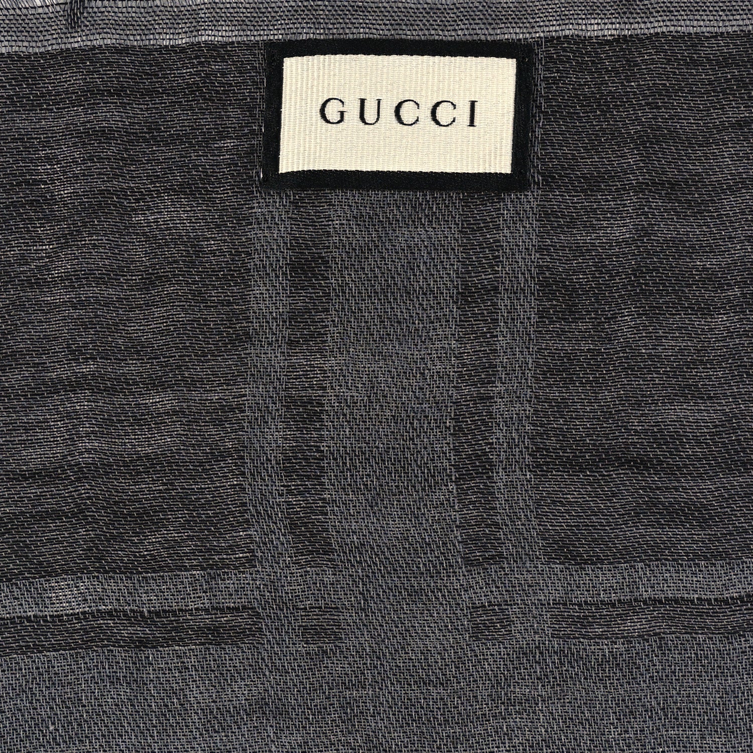 Gucci Wool Silk GG Monogram Diamante Plaid Surviee Shawl Graphite Black 2 of 3