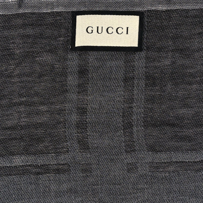 Gucci Wool Silk GG Monogram Diamante Plaid Surviee Shawl Graphite Black 2 of 3