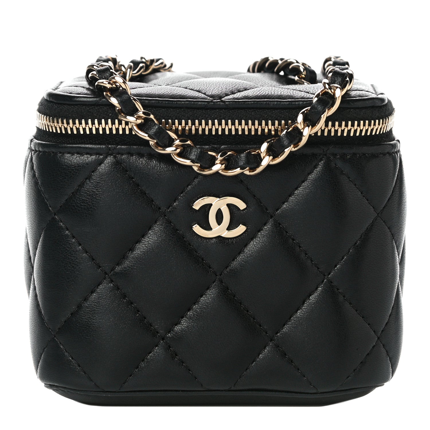 Chanel Lambskin Quilted Mini Vanity Case With Chain Black 1 of 10