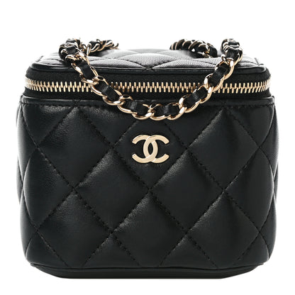 Chanel Lambskin Quilted Mini Vanity Case With Chain Black 1 of 10