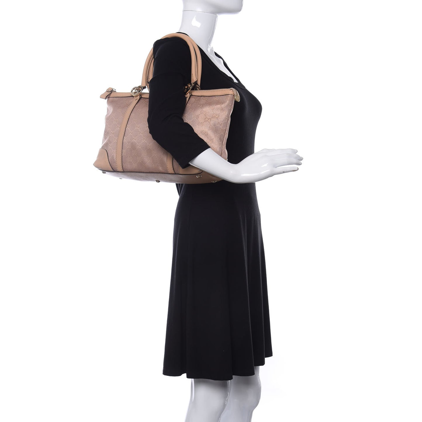 Metallic Monogram Small Lovely Heart Tote Pink