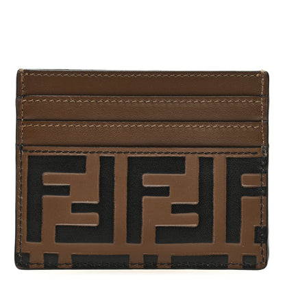 Fendi Vitello Soft Bi-Color FF 1974 Embossed Card Holder Maya Black 1 of 8