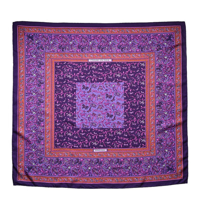 Hermes Silk Chasse En Inde Scarf 90 Violet Orange Rose Indien 1 of 6