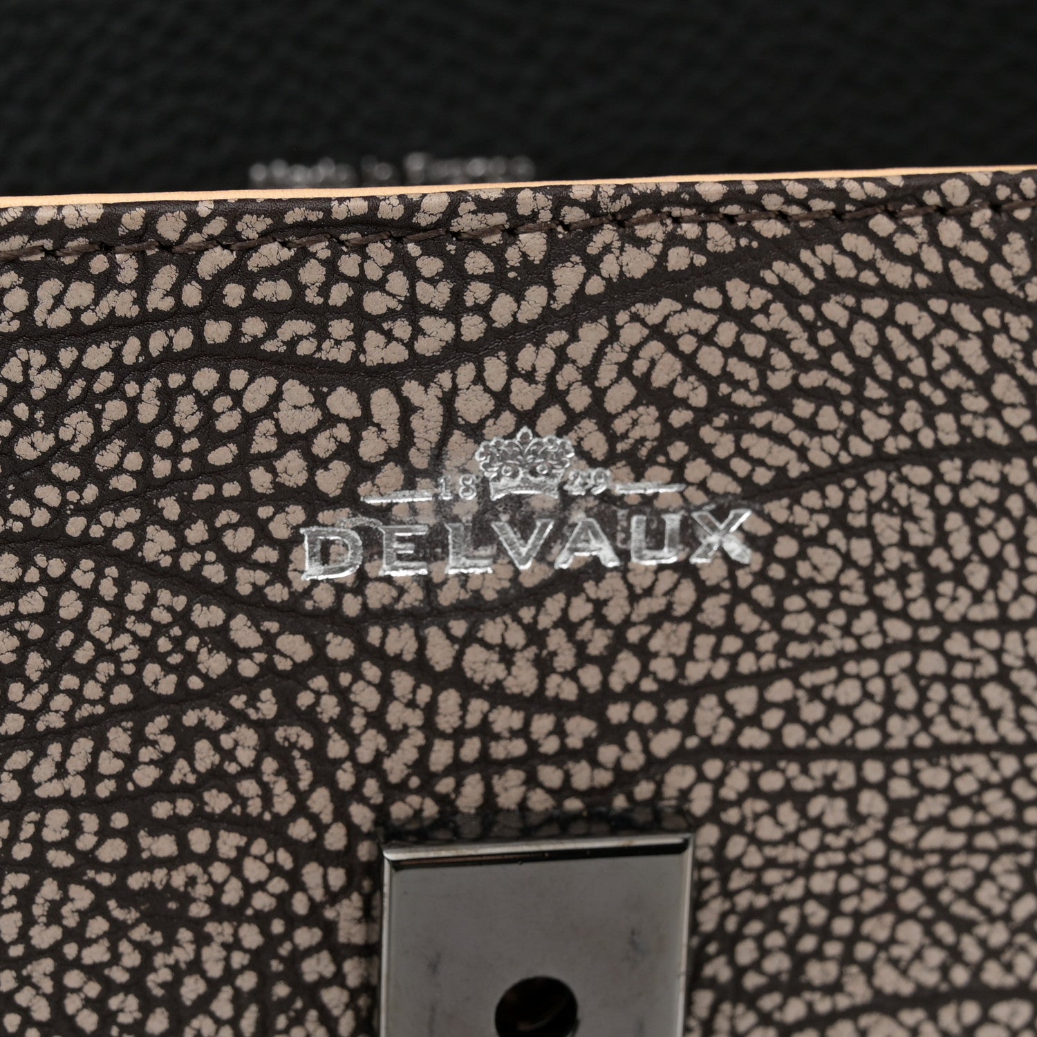 Delvaux Grained Calfskin MM Tribal Stitch Tempete Satchel Ebene Ivory Black 6 of 10