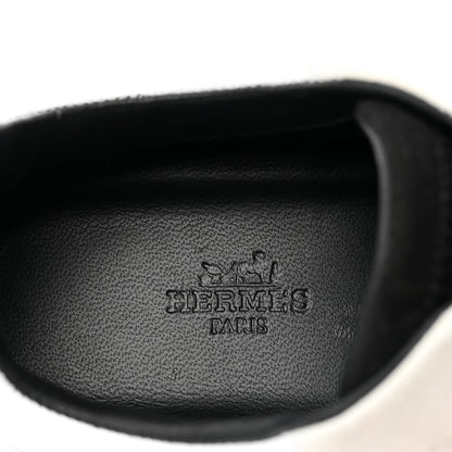 Hermes Goatskin Suede Goatskin Bouncing Sneakers 37 White Black 7 of 8