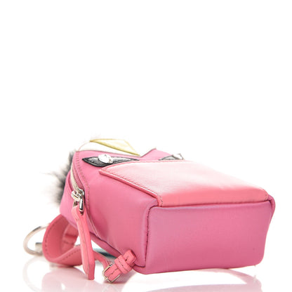 Fendi Nylon Shiny Nappa Nutria Fox Fur Monster Eyes Mini Backpack Charm Lollypop Rosa Fluo Multicolor 4 of 7